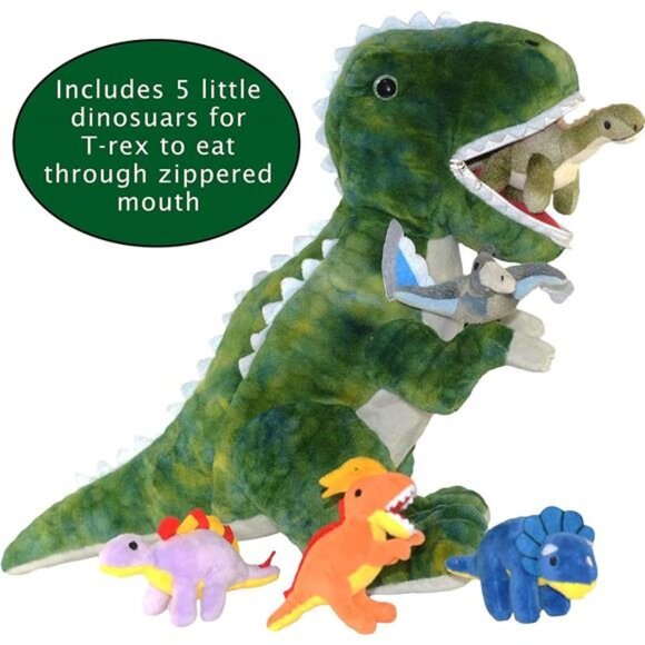 Dinosaur Stuffed Animal T-Rex and 5 Little Dinos for Boys & Girls -Plush Stuffie - Picture 3 of 6